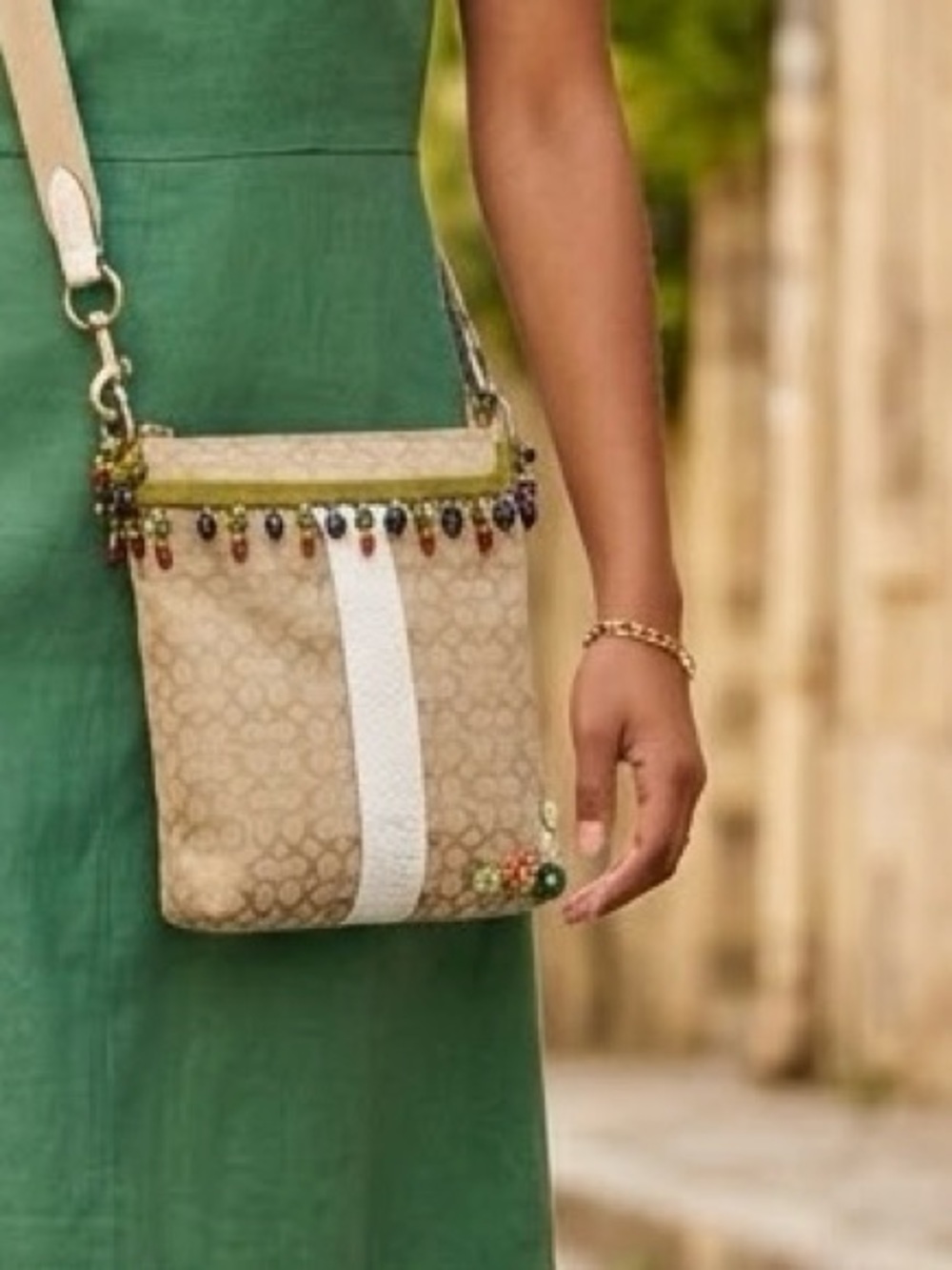 Vintage Coach Jacquard Crossbody Bag Boho Beaded Y2K Whimsigoth Floral